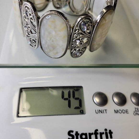 Pearl white hued Iridiscent Stretch Fashion Bracelet Casual Wrap Bracelet - Picture 7 of 7